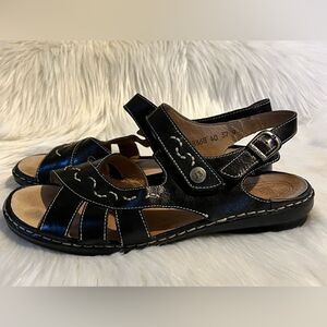 Josef Seibel Black Leather Sandals women’s size 40 US 9-9.5